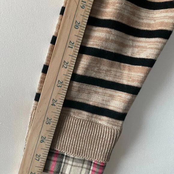 Intro. Womens Beige Long Sleeve Striped Layered Shirt With Sweater Plus Size 2X - Picture 8 of 8